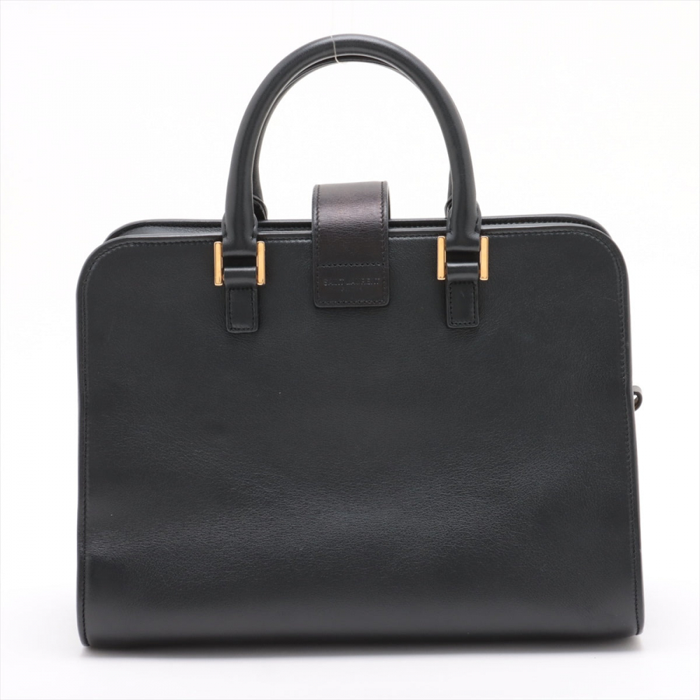 Saint Laurent Cabas Baby Leather 2-Ways Top-handle Handbag Black