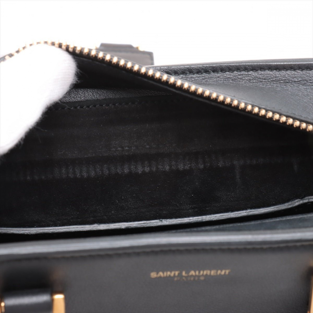 Saint Laurent Cabas Baby Leather 2-Ways Top-handle Handbag Black
