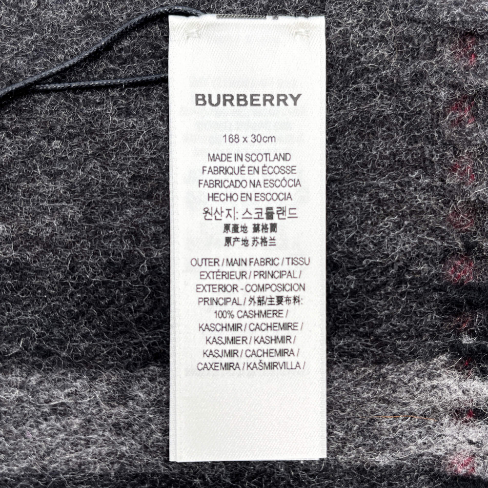 Burberry Check Cashmere Scarve Giant Motif Grey