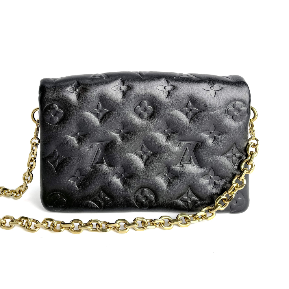 Louis Vuitton Coussin Pochette Embossed Monogram Leather 3-Ways Messenger Crossbody Black