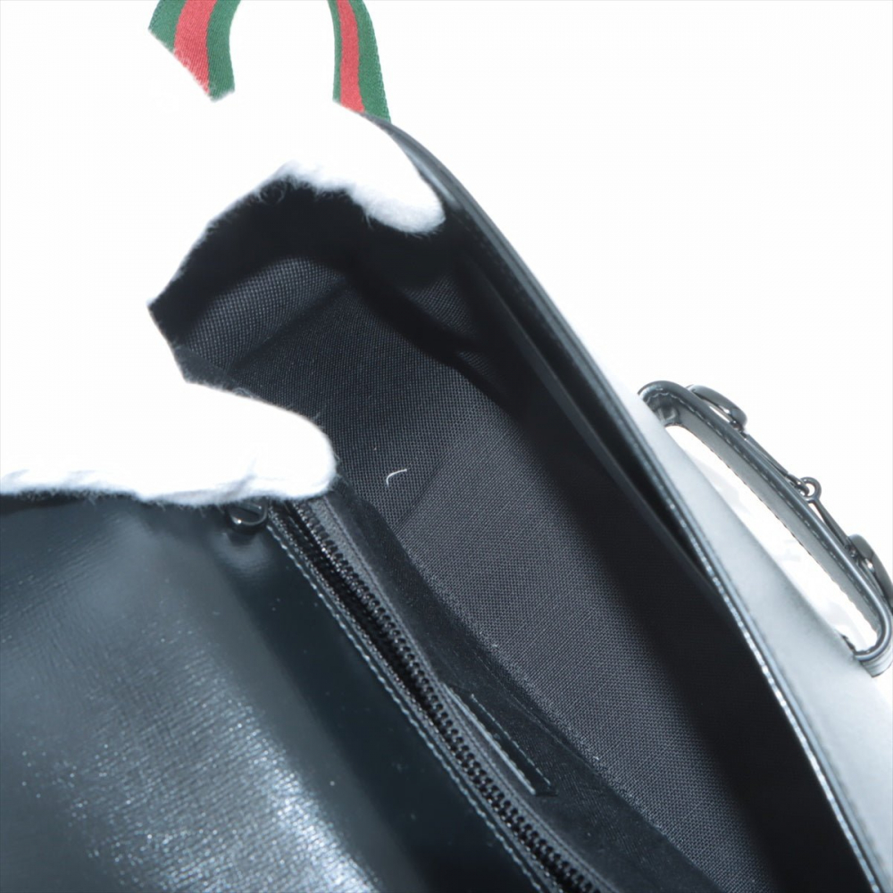 Gucci Horsebit 1955 Leather 2-Ways Messenger Shoulder Bag Black