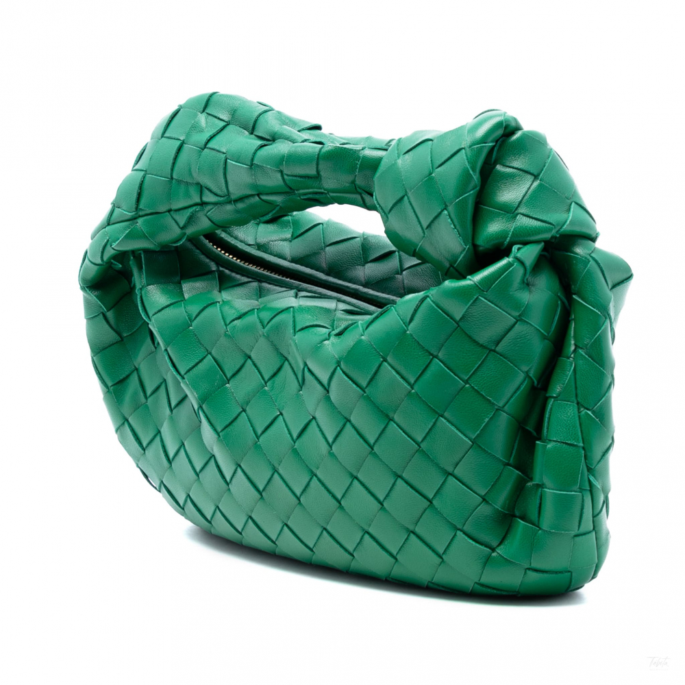 Bottega Veneta Jodie Mini Intrecciato Leather Hobo Handbag Green