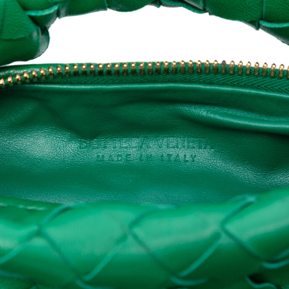 Bottega Veneta Jodie Mini Intrecciato Leather Hobo Handbag Green