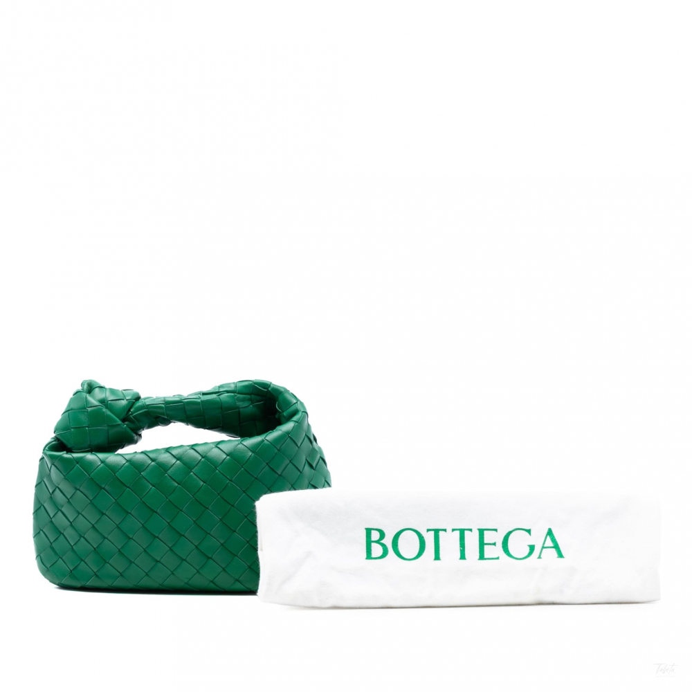 Bottega Veneta Jodie Mini Intrecciato Leather Hobo Handbag Green