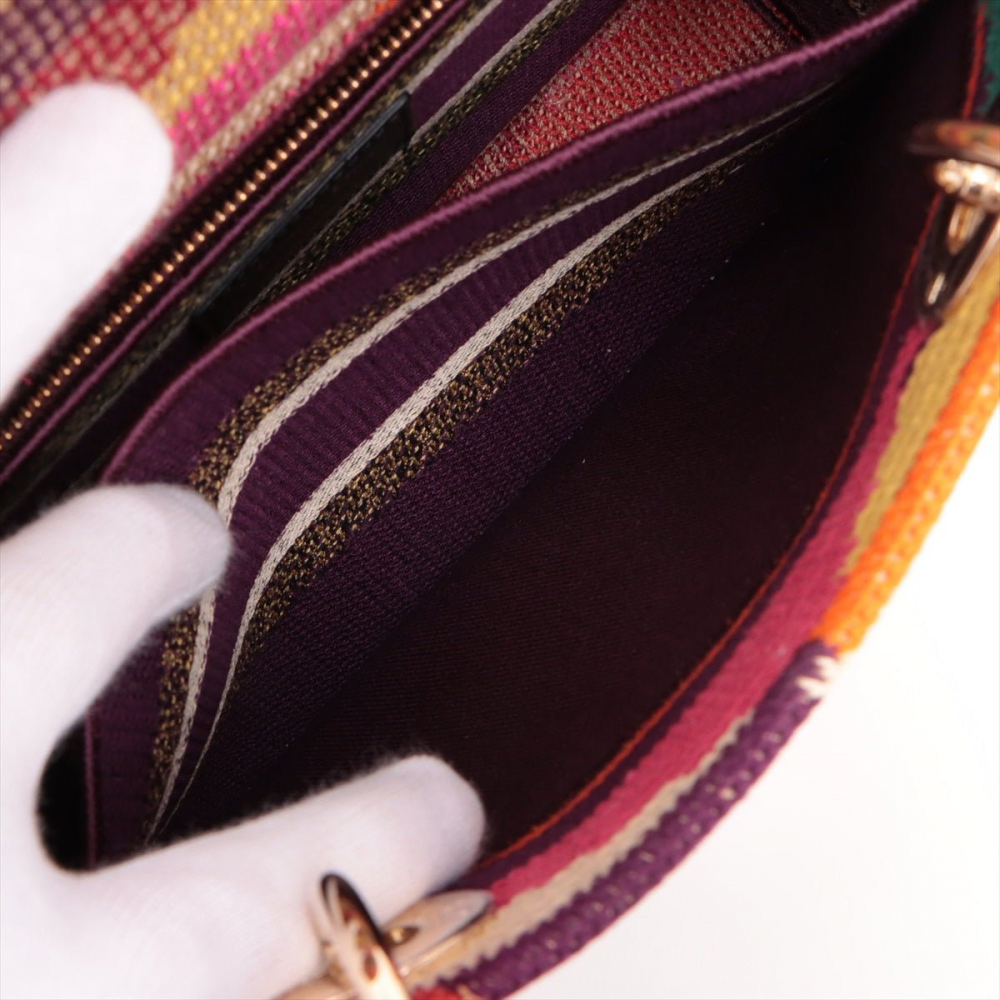 Christian Dior Lady D-Lite Medium Embroidery Canvas 2-Ways Tote Bag Multicolor