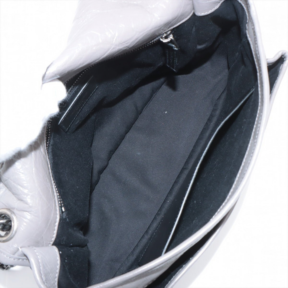 Saint Laurent Niki Medium Chevron Quilted Vintage calf Leather 2-Ways Flap Bag Grey