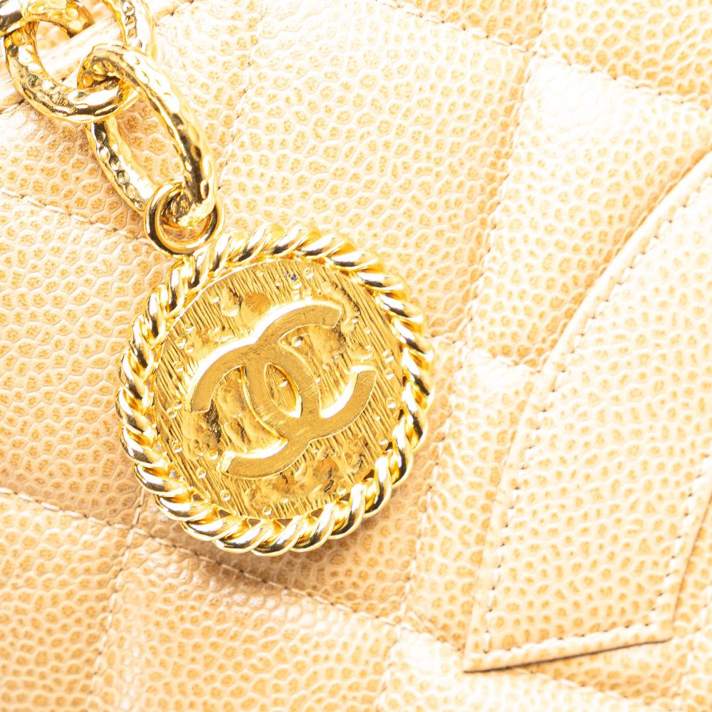 Chanel B Chanel Brown Beige Caviar Leather Leather Caviar Medallion Tote France
