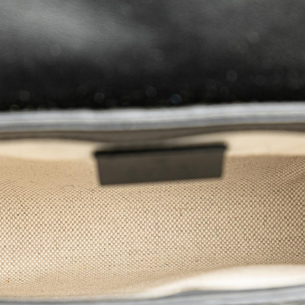 Gucci AB Gucci Black Calf Leather GG Embossed Perforated Double Belt Bag Italy