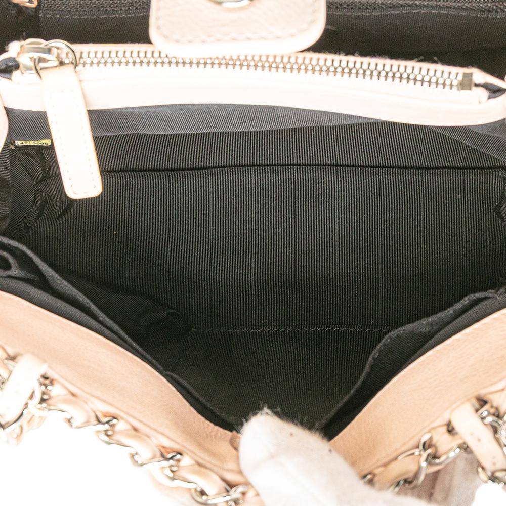 Chanel B Chanel Brown Light Beige Lambskin Leather Leather Mini Quilted Lambskin Chain Me Tote Italy