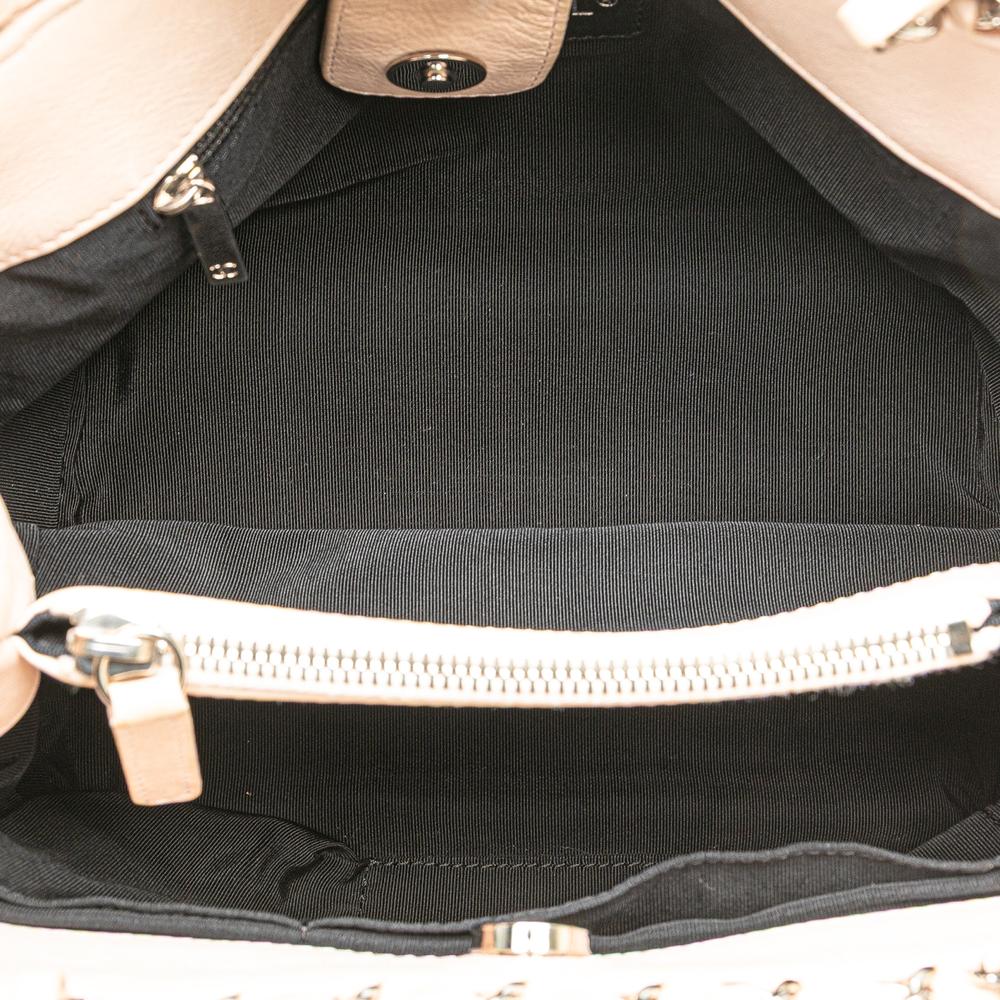 Chanel B Chanel Brown Light Beige Lambskin Leather Leather Mini Quilted Lambskin Chain Me Tote Italy