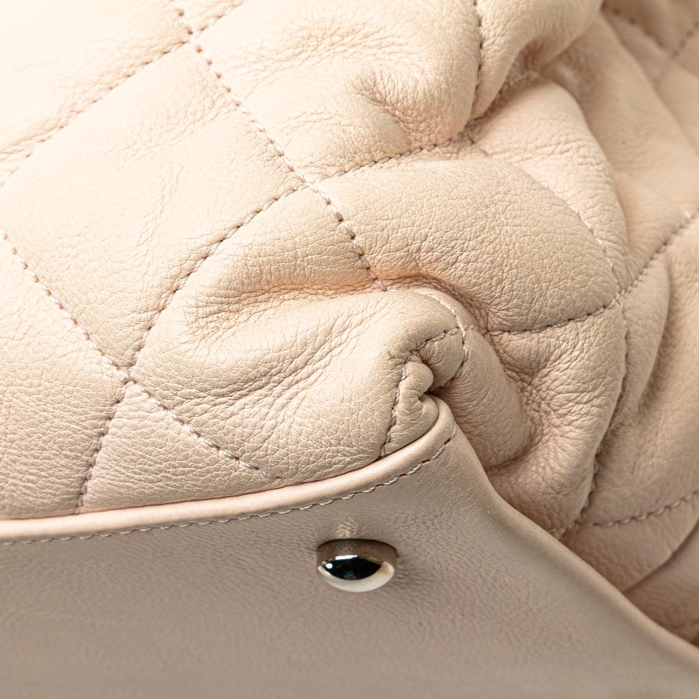 Chanel B Chanel Brown Light Beige Lambskin Leather Leather Mini Quilted Lambskin Chain Me Tote Italy