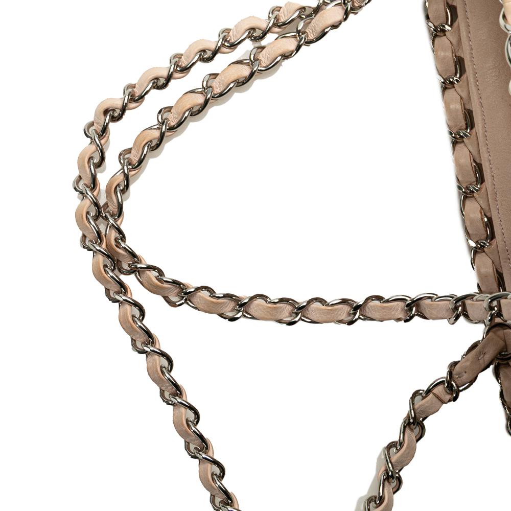 Chanel B Chanel Brown Light Beige Lambskin Leather Leather Mini Quilted Lambskin Chain Me Tote Italy