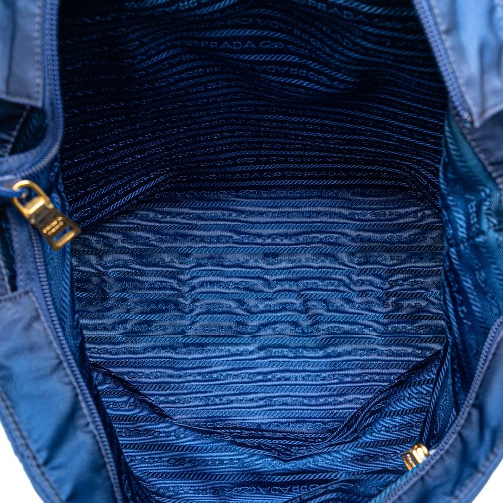 Prada B Prada Blue Nylon Fabric Tessuto Satchel Italy