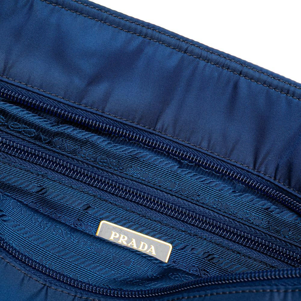Prada B Prada Blue Nylon Fabric Tessuto Satchel Italy