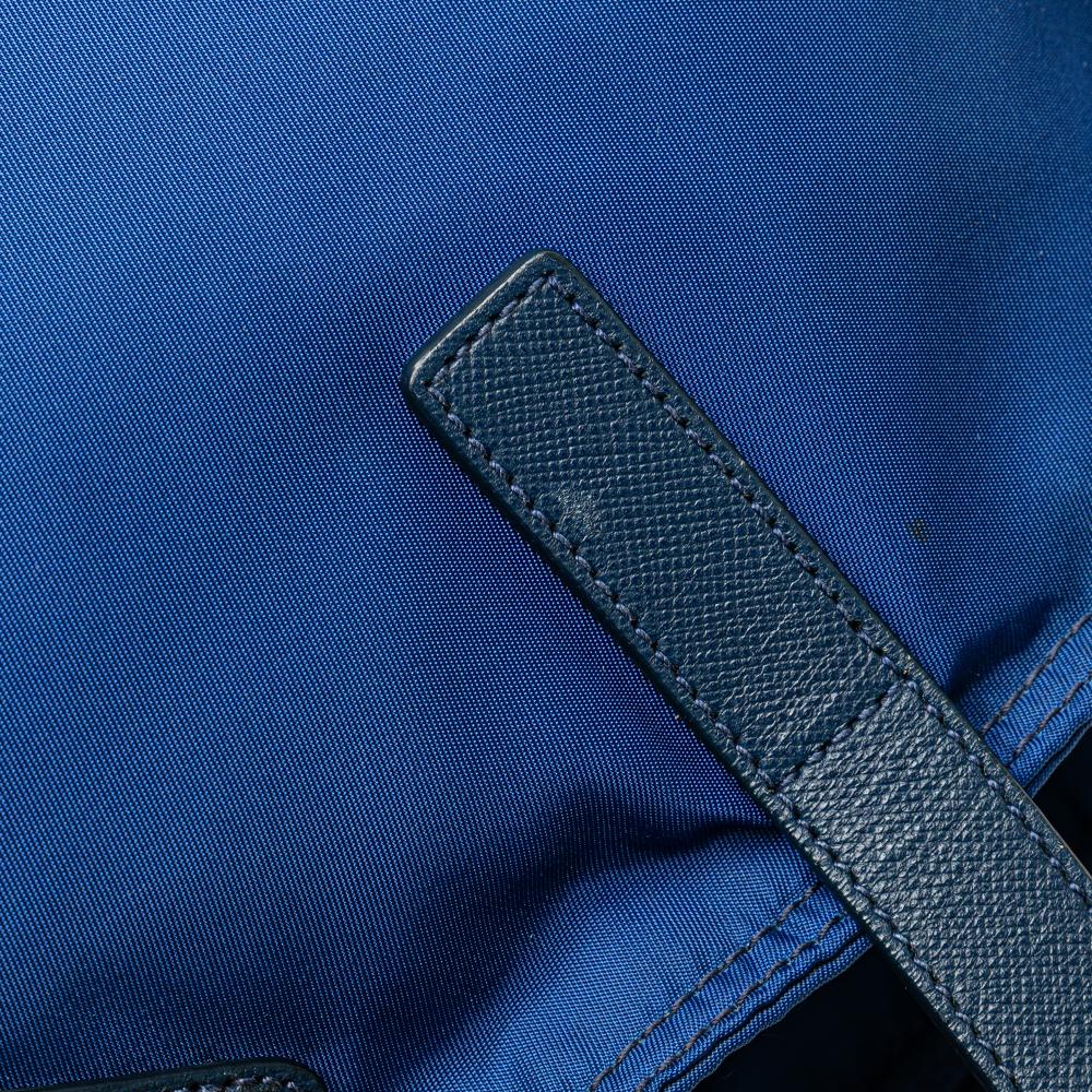 Prada B Prada Blue Nylon Fabric Tessuto Satchel Italy