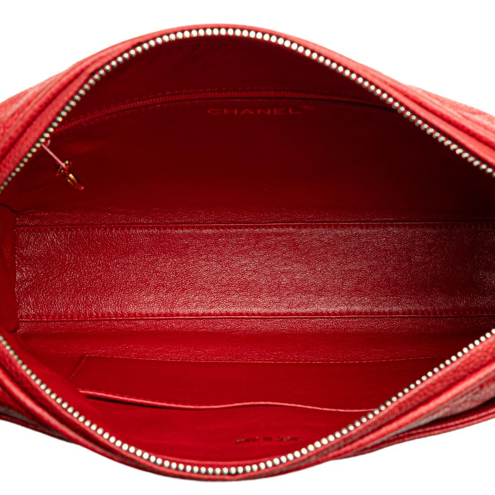 Chanel B Chanel Red Calf Leather CC Quilted Caviar Chain Camera Bag Italy