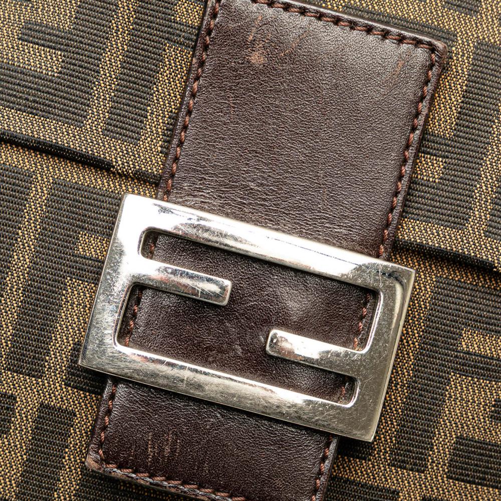 Fendi B Fendi Brown Canvas Fabric Zucca Shoulder Bag Italy