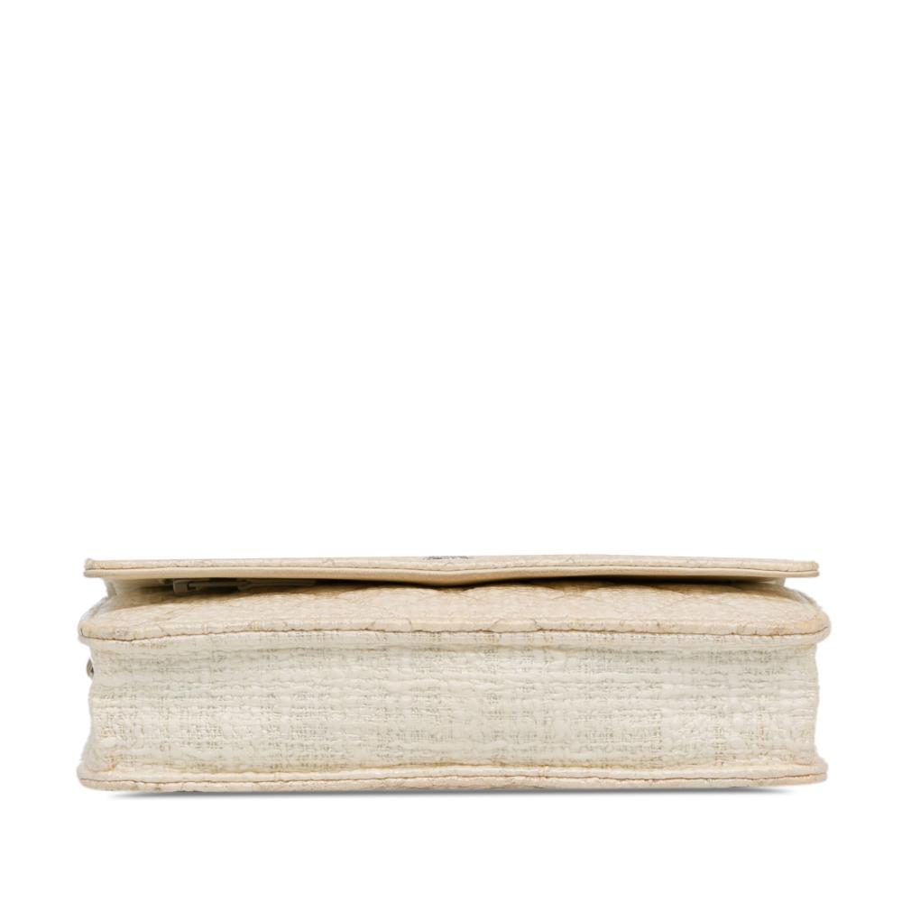 Chanel B Chanel Brown Beige Coated Canvas Fabric CC Coated Tweed Wallet On Chain Italy