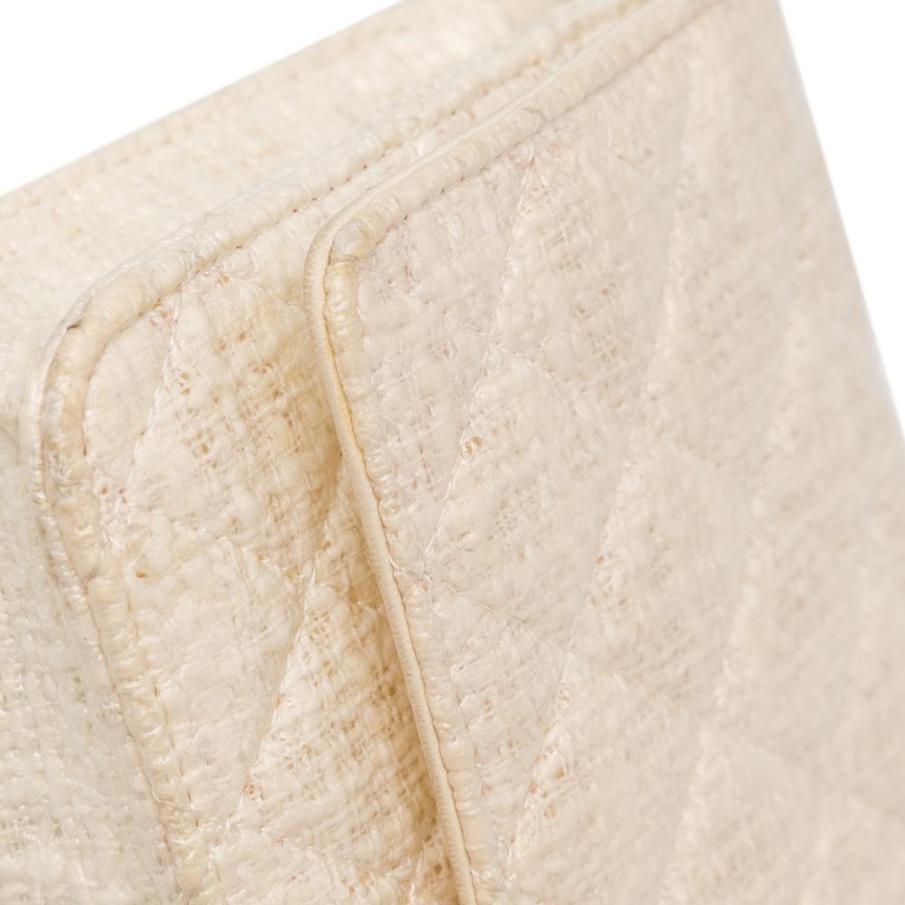 Chanel B Chanel Brown Beige Coated Canvas Fabric CC Coated Tweed Wallet On Chain Italy