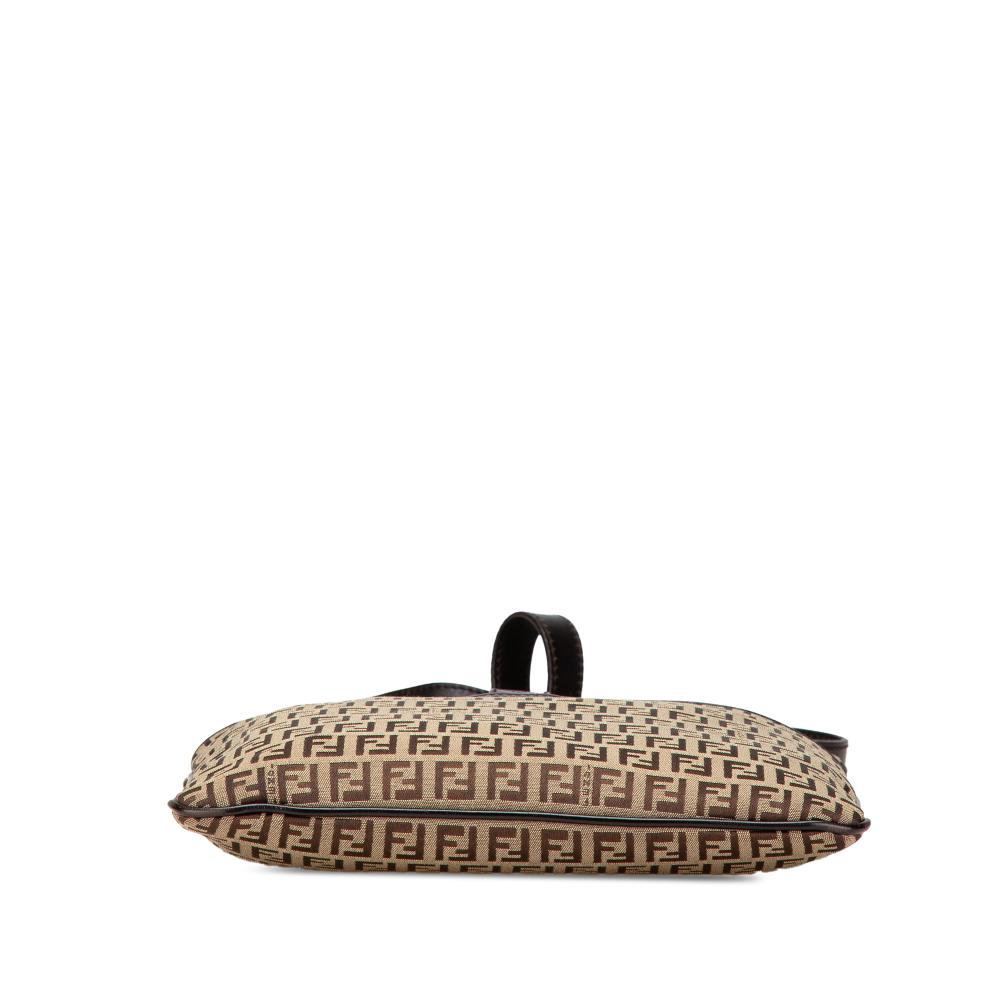 Fendi B Fendi Brown Light Brown Canvas Fabric Zucchino Crossbody Italy