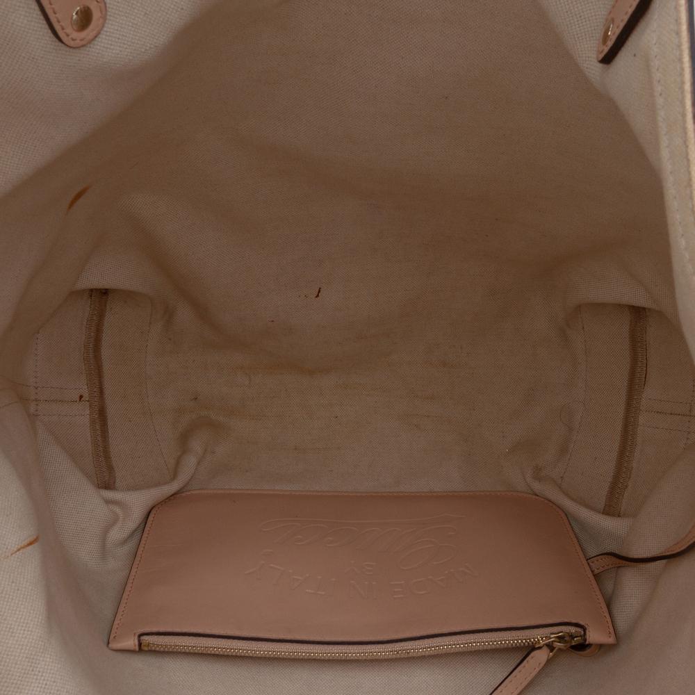Gucci B Gucci Brown Beige Canvas Fabric GG Craft Tote Italy