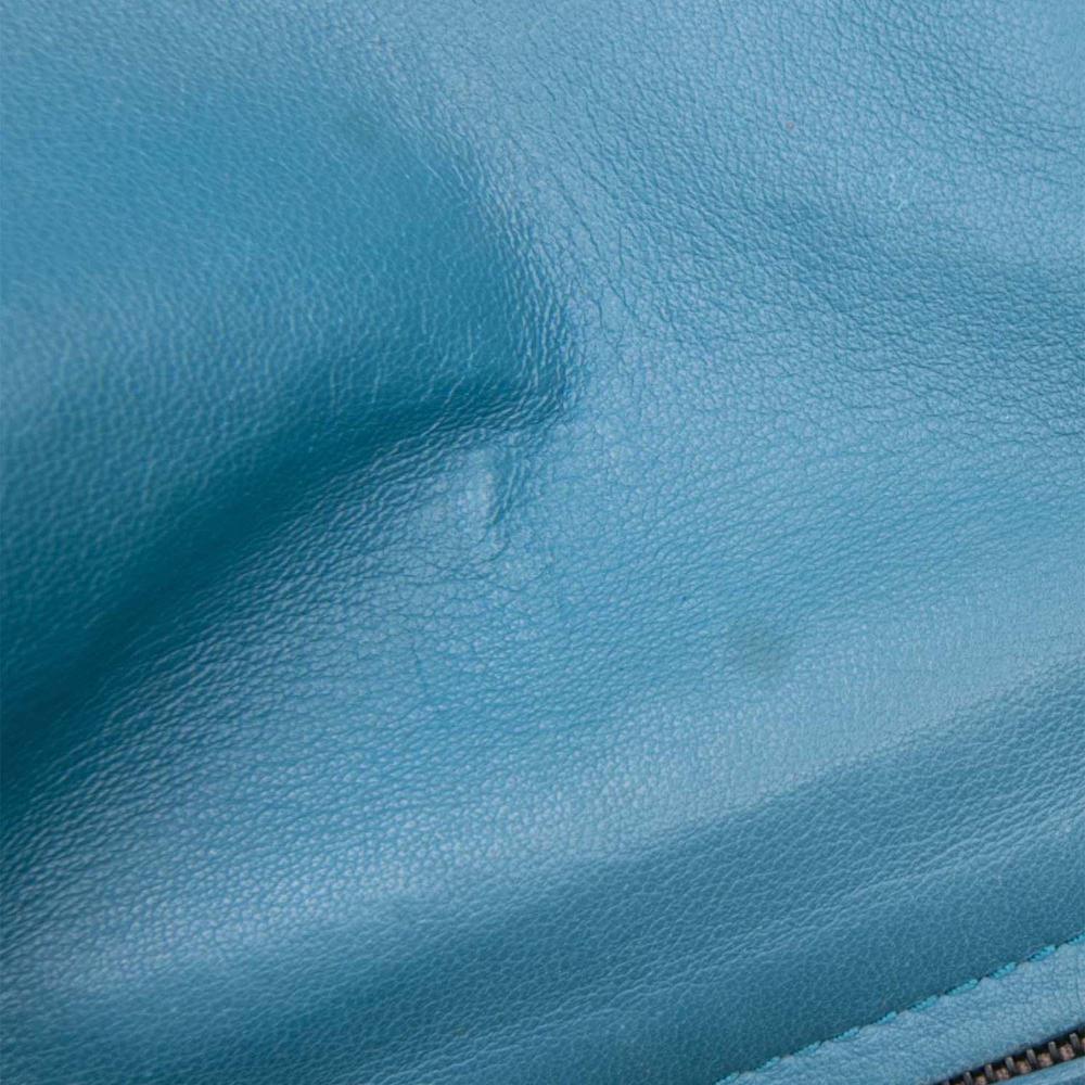 Bottega Veneta B Bottega Veneta Blue Nappa Leather Leather Intrecciato Trimmed Nappa Flap Crossbody Italy