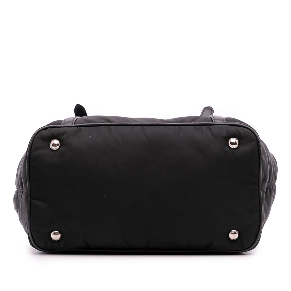 Prada B Prada Black Nylon Fabric Vitello Trimmed Tessuto Satchel Italy