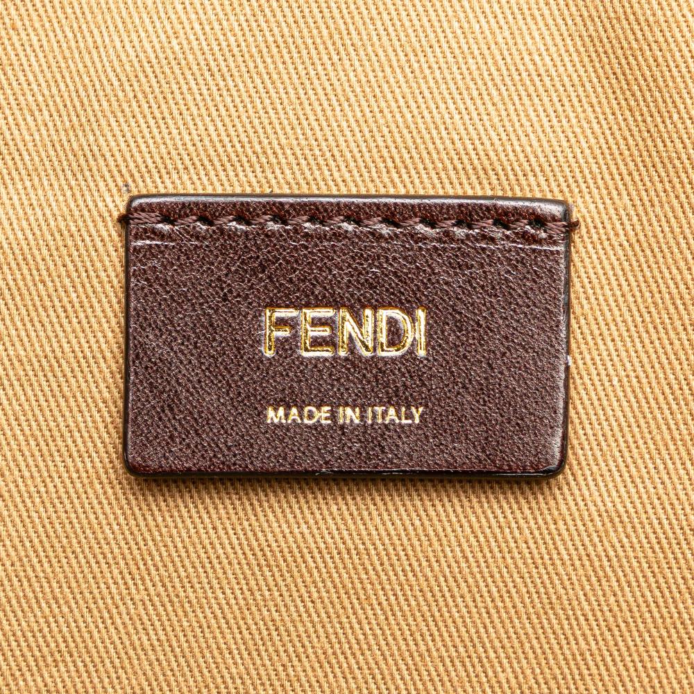 Fendi B Fendi Brown Coated Canvas Fabric Zucca Karligraphy Travel Bag Italy
