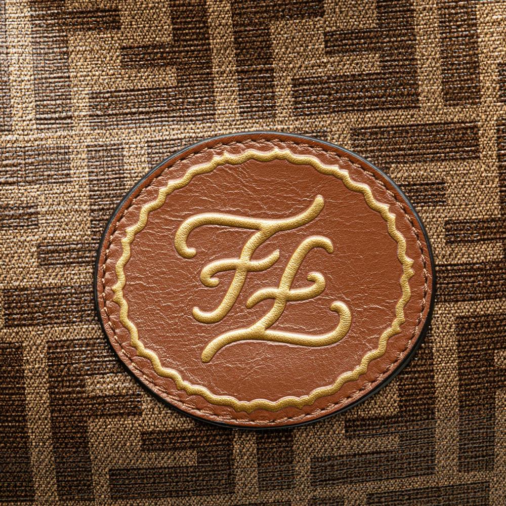 Fendi B Fendi Brown Coated Canvas Fabric Zucca Karligraphy Travel Bag Italy