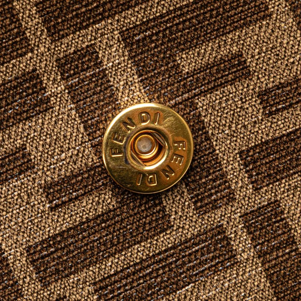 Fendi B Fendi Brown Coated Canvas Fabric Zucca Karligraphy Travel Bag Italy