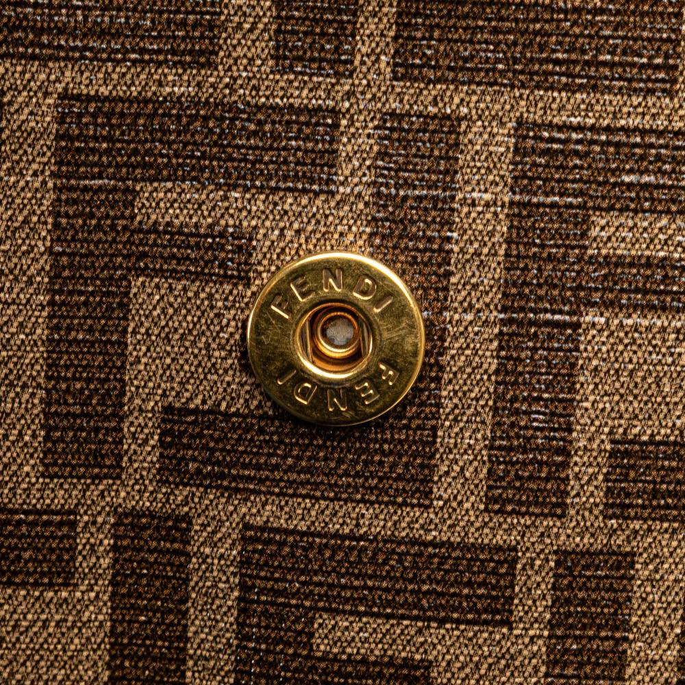 Fendi B Fendi Brown Coated Canvas Fabric Zucca Karligraphy Travel Bag Italy