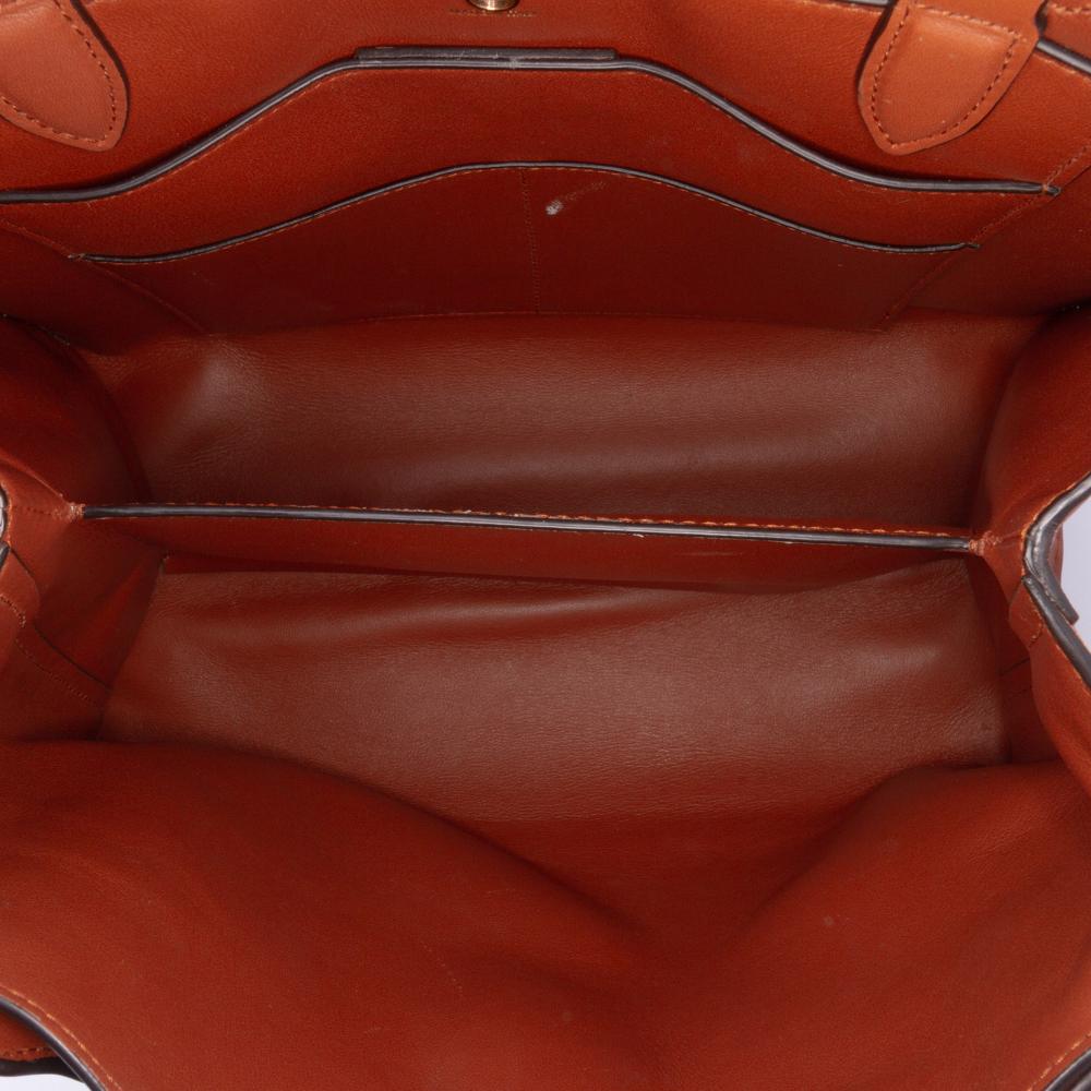 Ferragamo B Ferragamo Brown Calf Leather Gancini Trifolio Top Handle Bag Italy