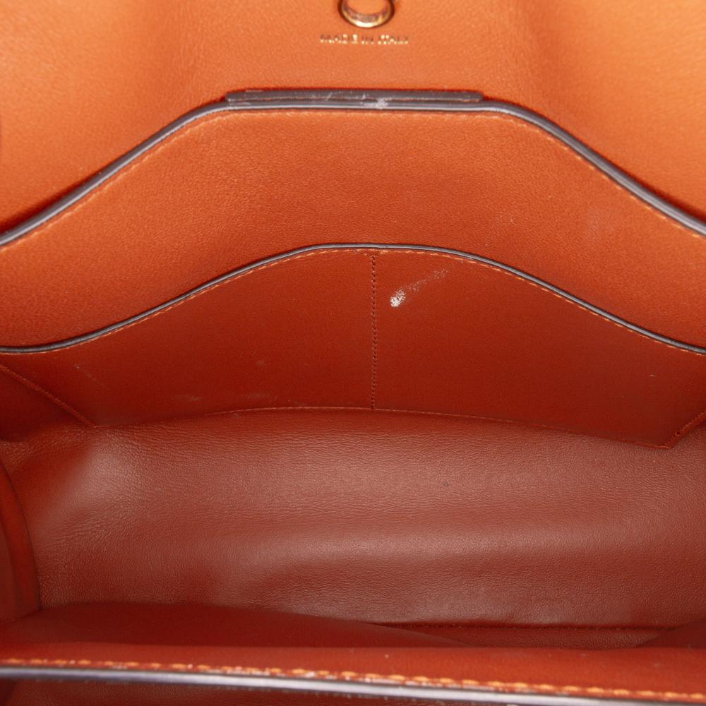 Ferragamo B Ferragamo Brown Calf Leather Gancini Trifolio Top Handle Bag Italy