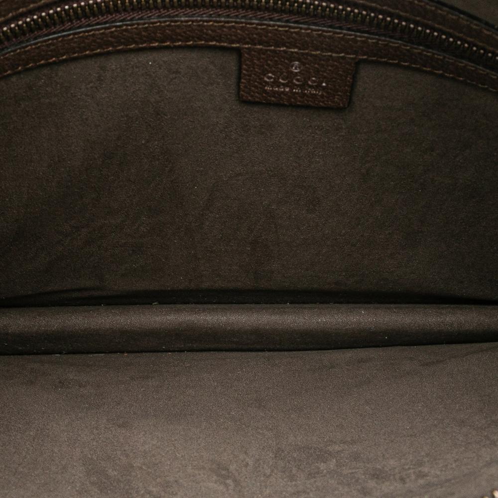 Gucci B Gucci Brown Beige Coated Canvas Fabric GG Supreme Web Butterfly Clutch Italy