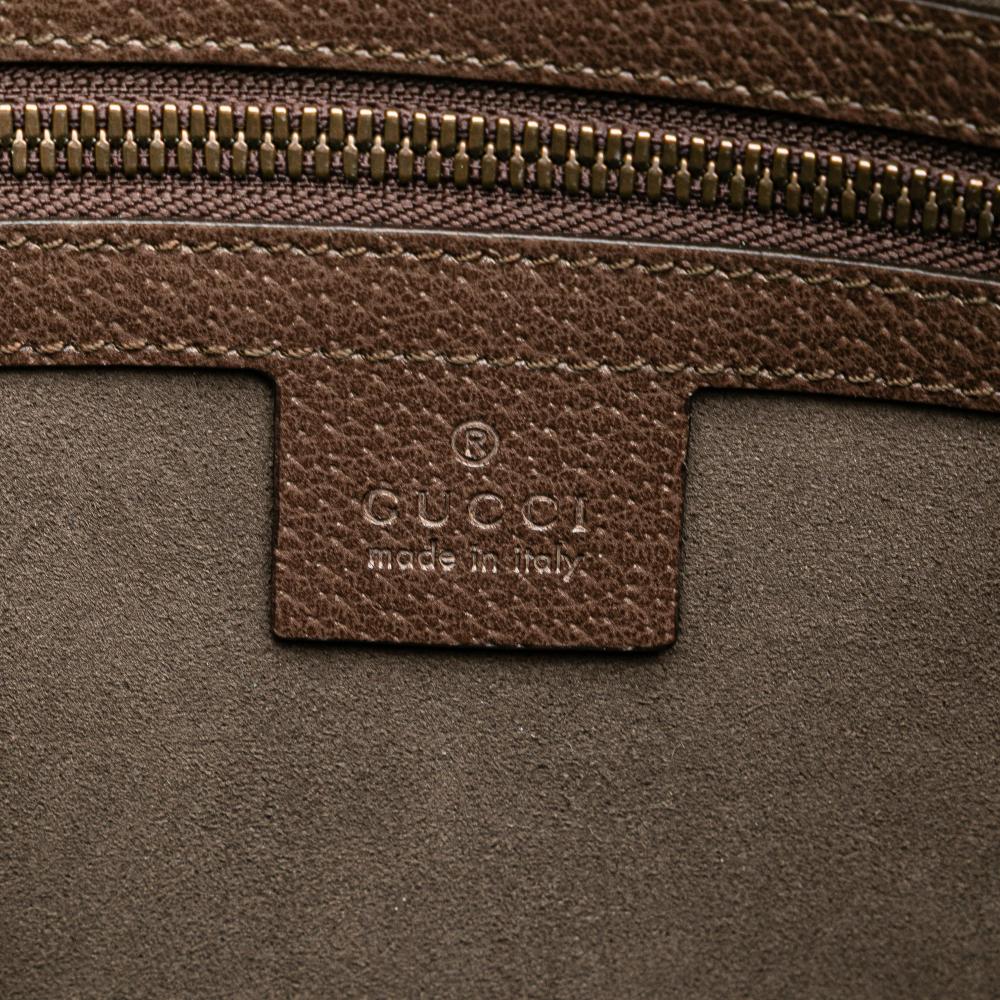 Gucci B Gucci Brown Beige Coated Canvas Fabric GG Supreme Web Butterfly Clutch Italy