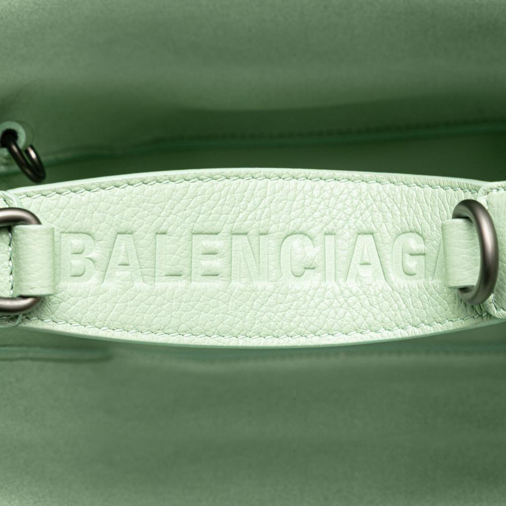 Balenciaga B Balenciaga Green Light Green Calf Leather Pebbled skin Tool 2.0 North South XS Tote Italy