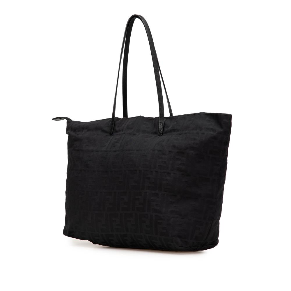 Fendi B Fendi Black Canvas Fabric Zucca Tote Italy