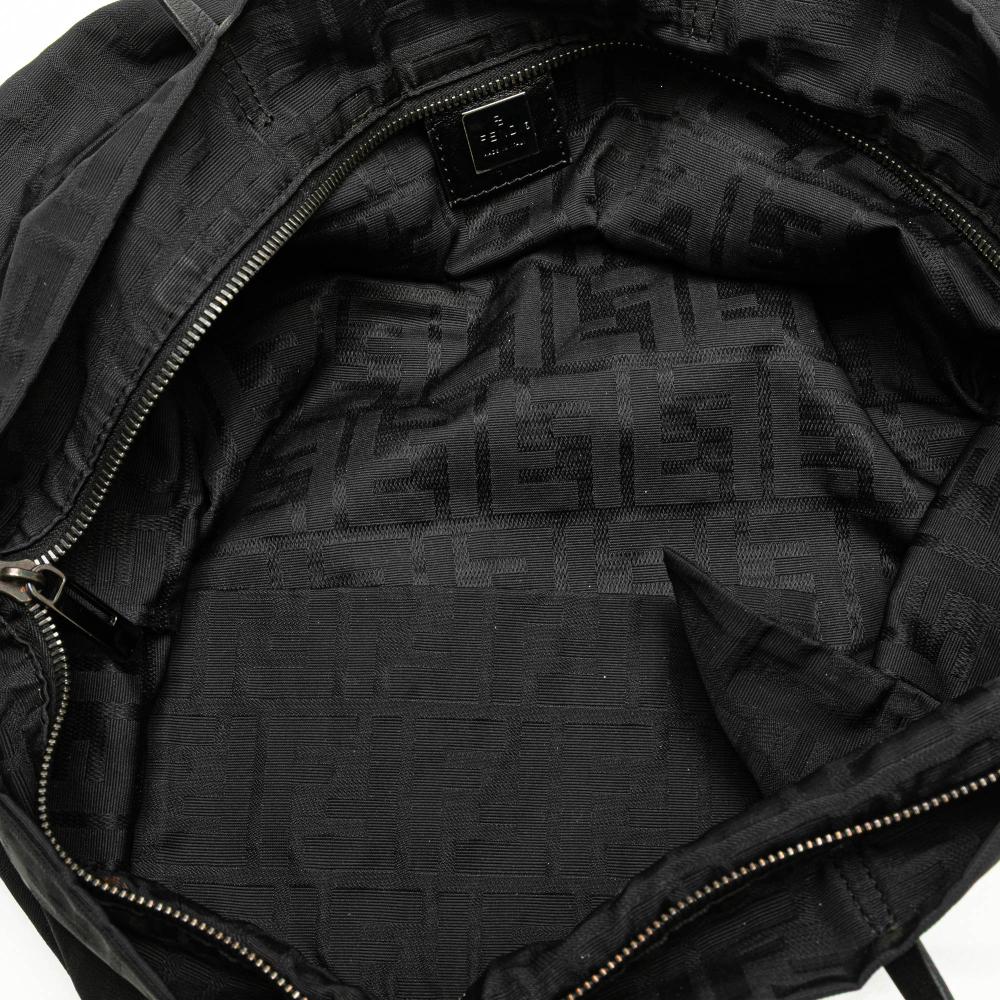 Fendi B Fendi Black Canvas Fabric Zucca Tote Italy