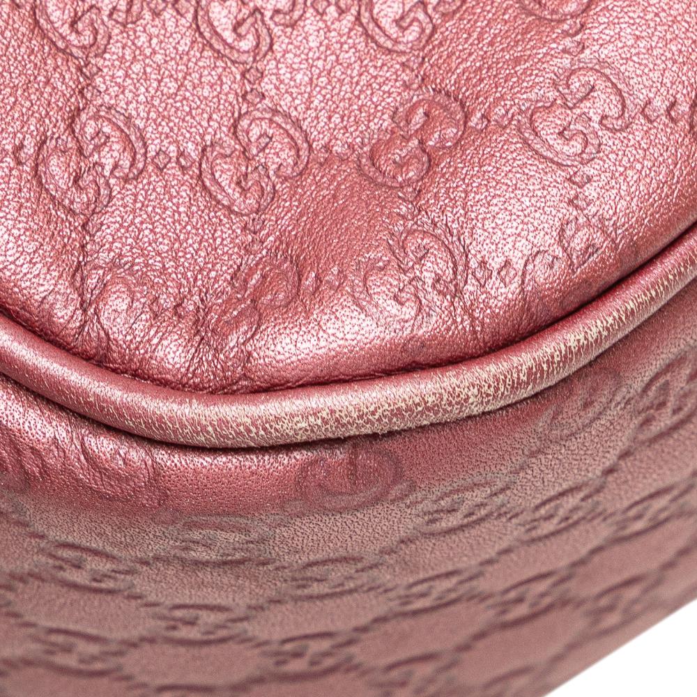 Gucci B Gucci Pink Calf Leather Metallic Microguccissima Sunshine Disco Camera Bag Italy