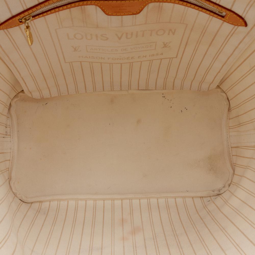 Louis Vuitton B Louis Vuitton White Damier Canvas Fabric Damier Azur Neverfull MM Spain