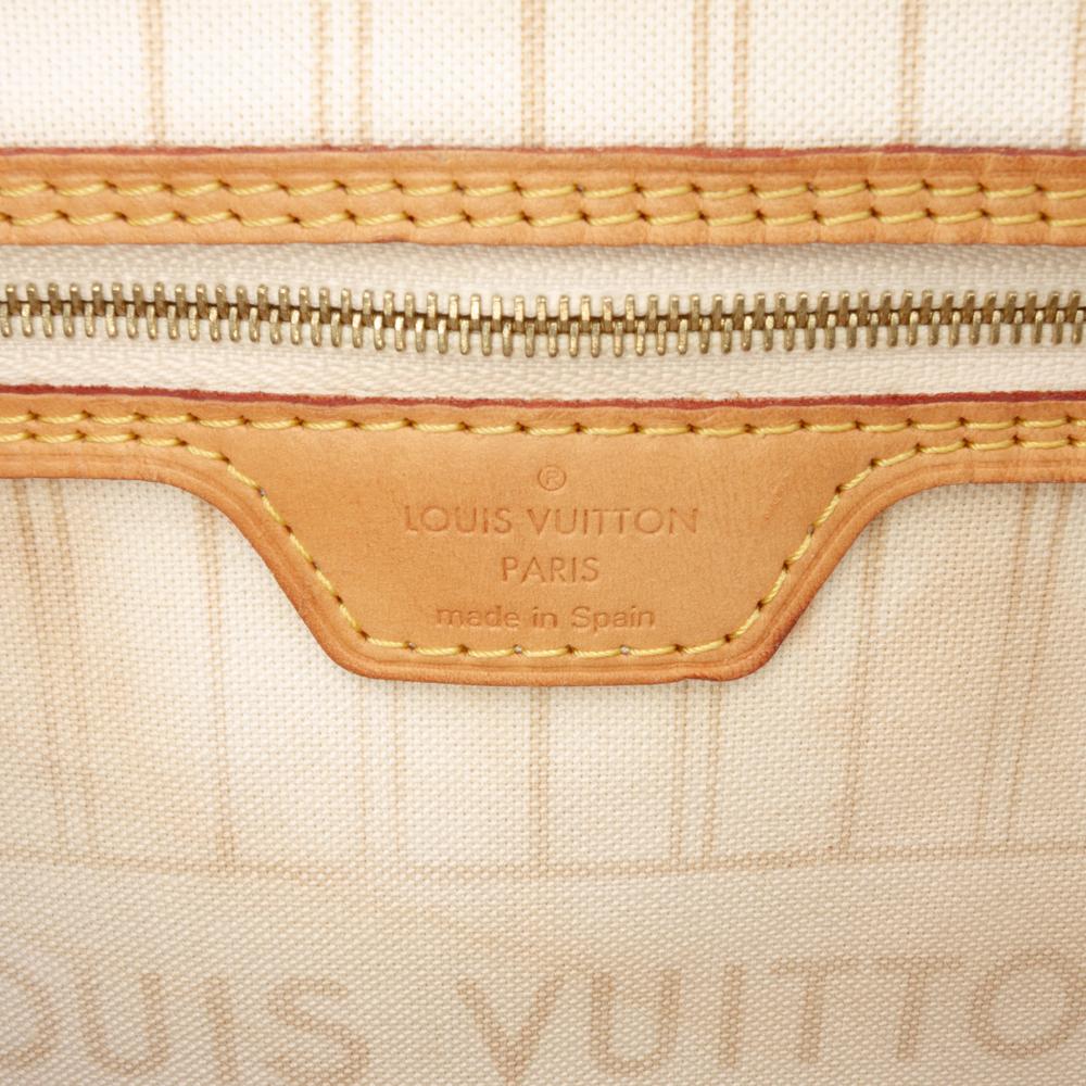 Louis Vuitton B Louis Vuitton White Damier Canvas Fabric Damier Azur Neverfull MM Spain