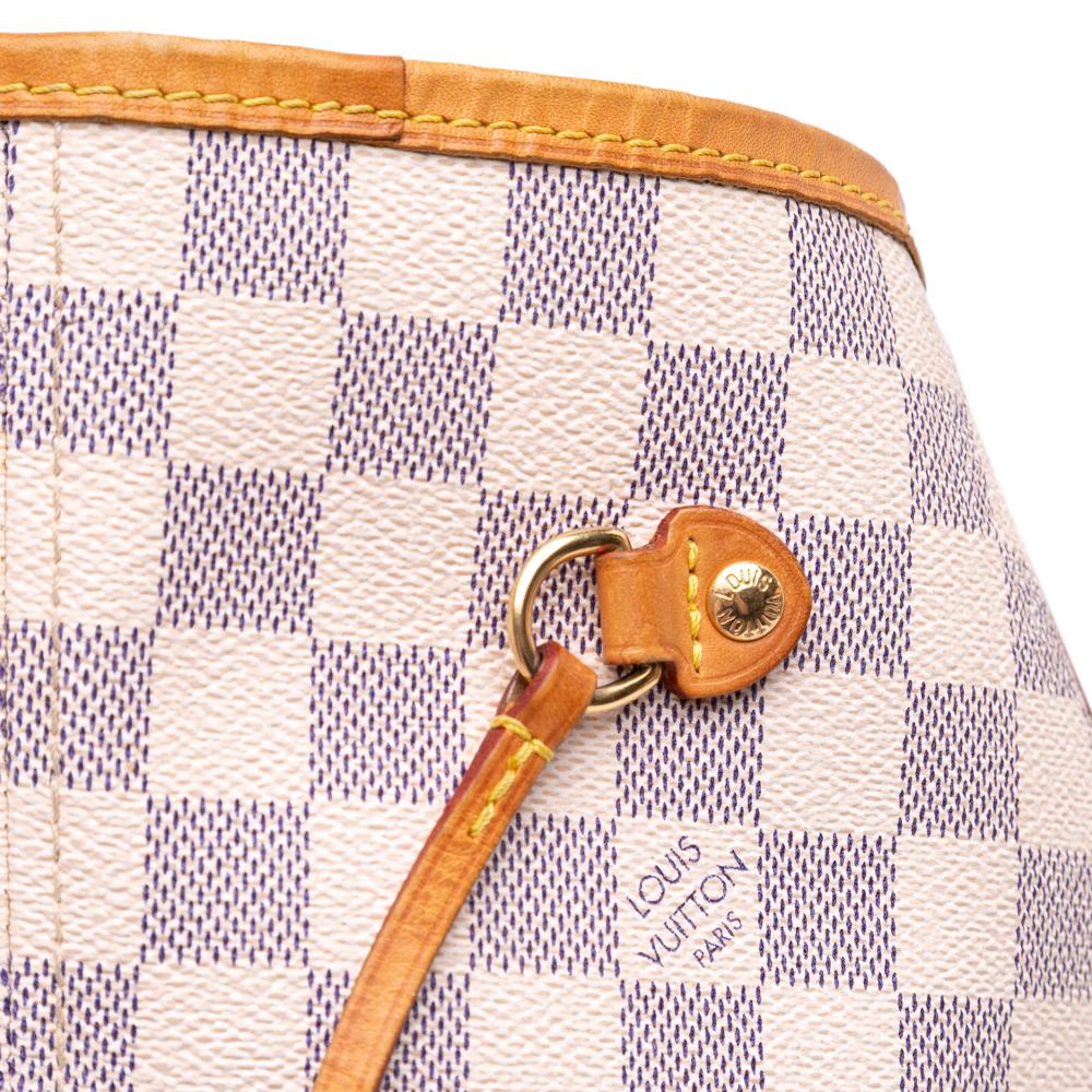 Louis Vuitton B Louis Vuitton White Damier Canvas Fabric Damier Azur Neverfull MM Spain