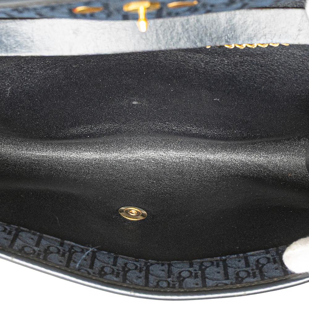 Christian Dior B Dior Blue Navy Canvas Fabric Oblique Chain Shoulder Bag France