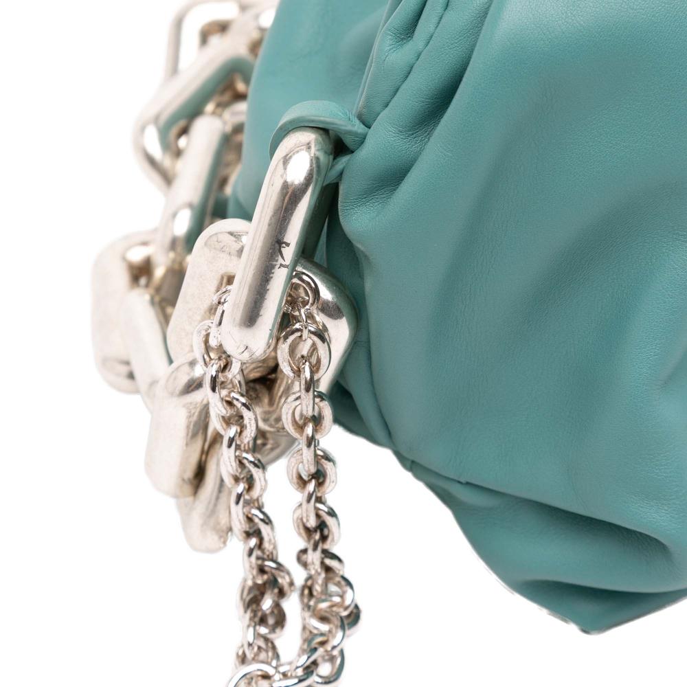 Bottega Veneta AB Bottega Veneta Blue Light Blue Lambskin Leather Leather Lambskin Chain Pouch Italy