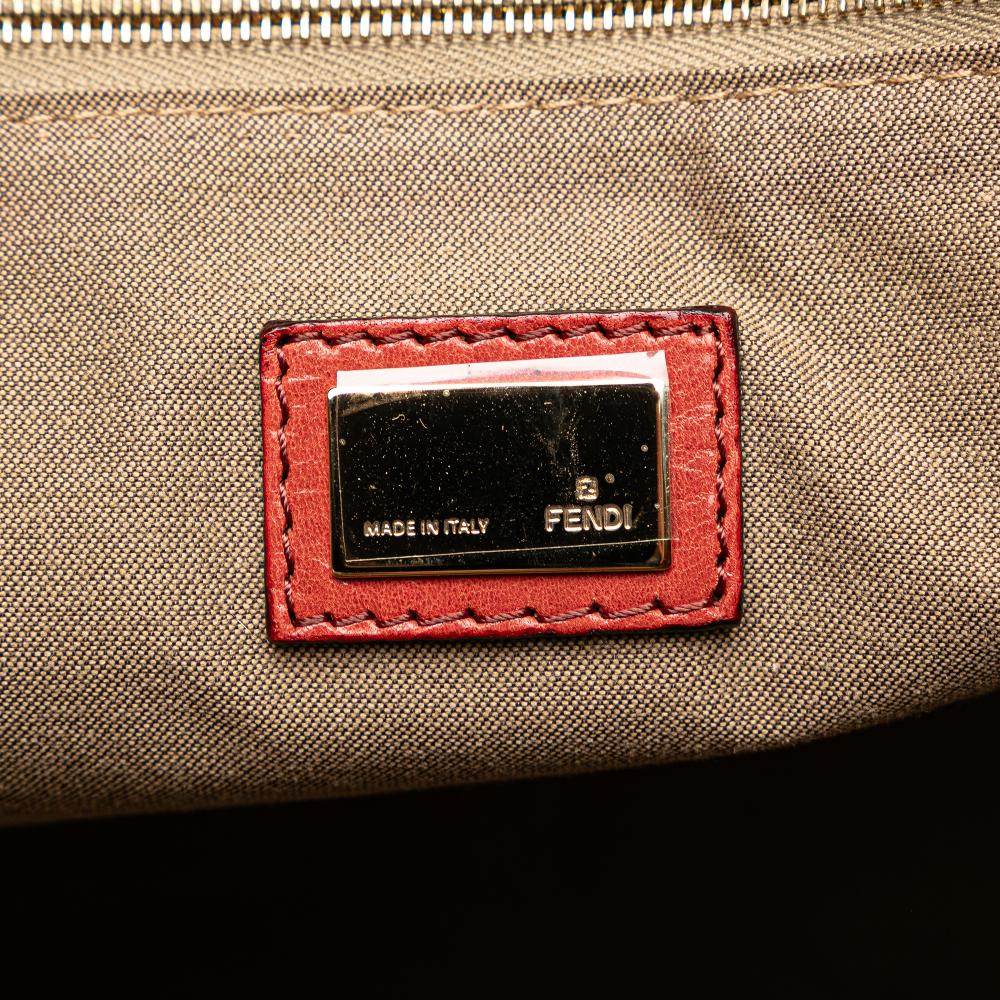 Fendi B Fendi Orange Dark Orange Calf Leather Large Twins Tote Italy