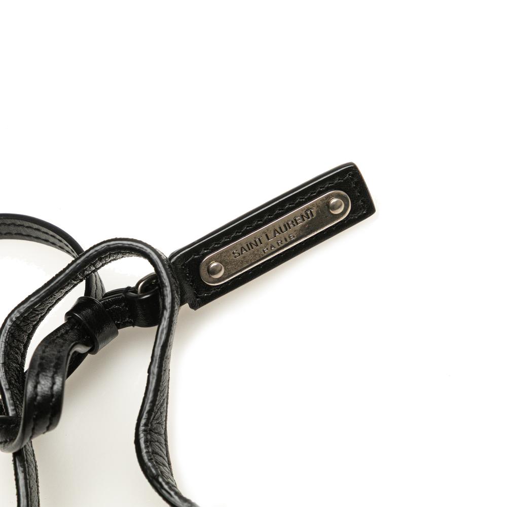 Saint Laurent B Saint Laurent Black Calf Leather Cracked Shiny skin Matelasse Tassel Monogram Lou Camera Bag Italy