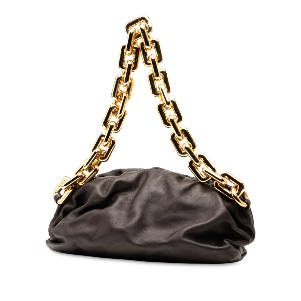Bottega Veneta AB Bottega Veneta Brown Dark Brown Lambskin Leather Leather Lambskin Chain Pouch Italy