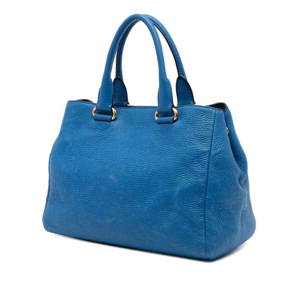 Prada B Prada Blue Calf Leather Vitello Daino Open Convertible Tote India