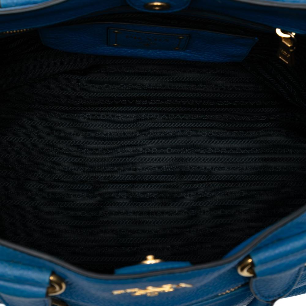 Prada B Prada Blue Calf Leather Vitello Daino Open Convertible Tote India