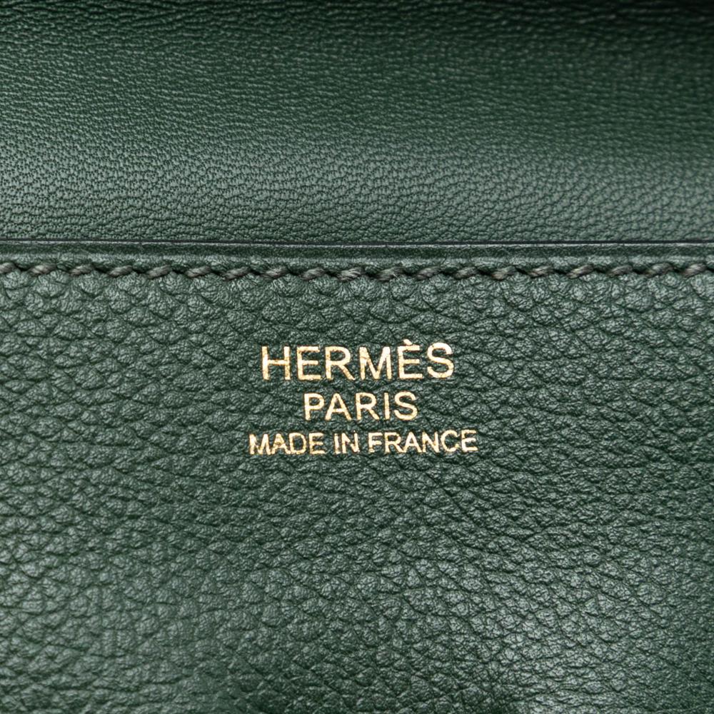 Hermès AB Hermès Green Dark Green Calf Leather Evercolor Pliplat Clutch France